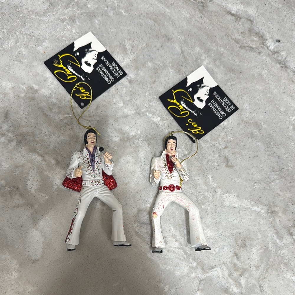 Elvis Presley Ornament Figurine Set - White and Red